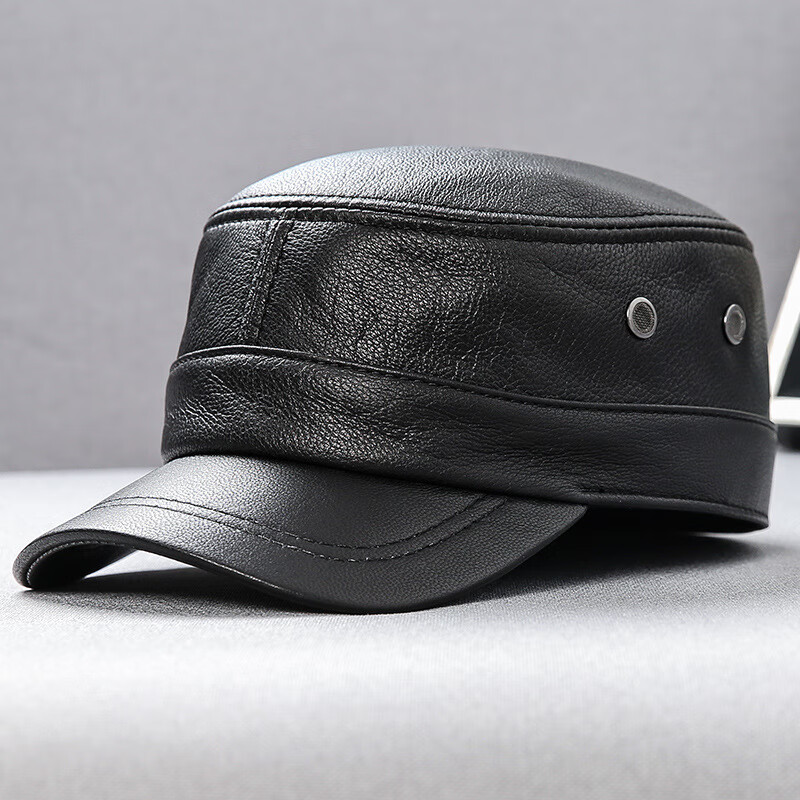 艾诗甜大老板皮帽海宁皮帽子秋冬季男士户外平顶冒孑羊皮遮阳鸭舌帽子