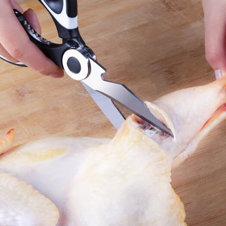 【精选】 多功能厨房剪刀家用杀鱼专用烤肉特大号不锈钢强力剪子 红色剪刀