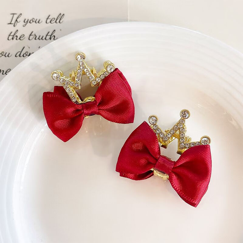 结小抓夹女儿童发饰小号侧边刘海发夹女童碎发卡夹子头饰 红色皇冠 1