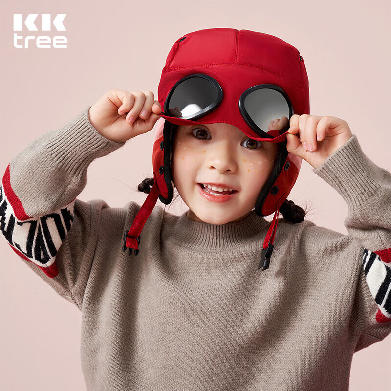 KocotreeKK树儿童雷锋帽防风男童女孩护耳帽秋冬季加绒保暖飞行员帽