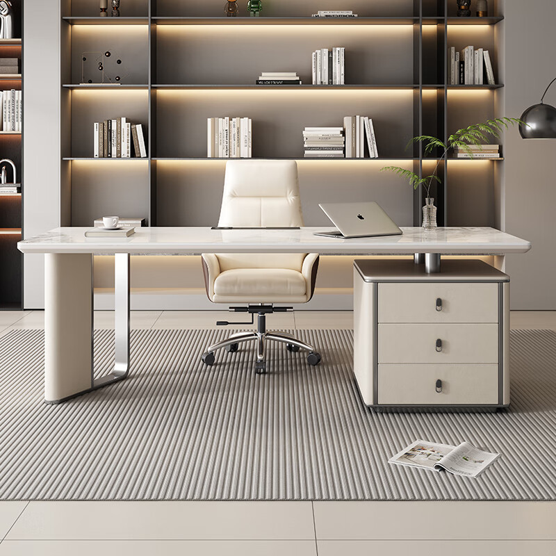 诺韵岩板电脑桌轻奢现代家用设计师写字台卧室书房简约书桌办公桌