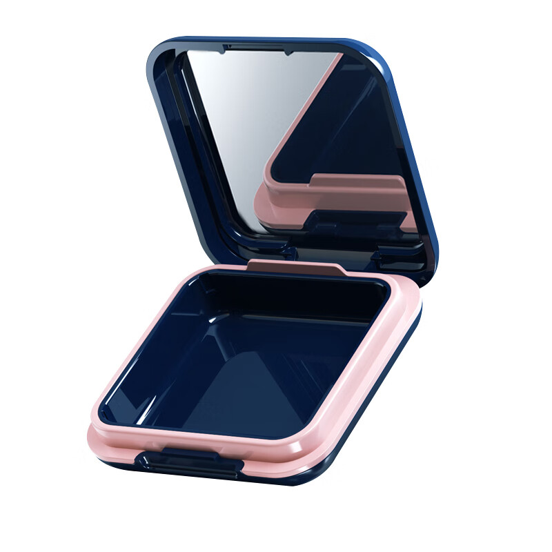 westwood牙套盒隐形牙套收纳盒保持器便携式收纳盒隐适美正畸矫正器清洁盒 带镜子牙套盒-宝石蓝+小刷