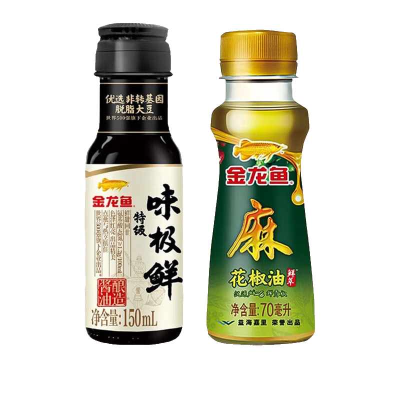 金龙鱼花椒油70ml麻油香油藤椒油麻椒油凉拌调味烹饪蘸料提味火锅串串 金龙鱼味极鲜150ml+花椒油70ml