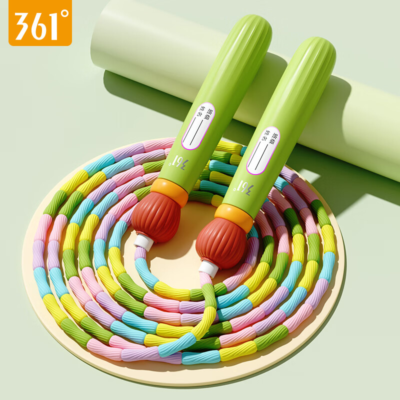 361°竹节跳绳儿童小学专用一年级幼儿园宝宝初学考试健身运动绳 棕绿色