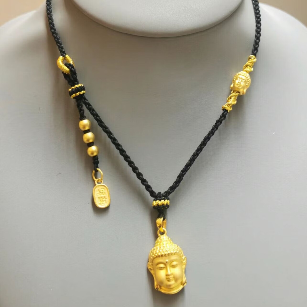 dlez老凤凰黄金佛头吊坠项链足金999男女莲花桃花金珠挂坠金佛像情侣