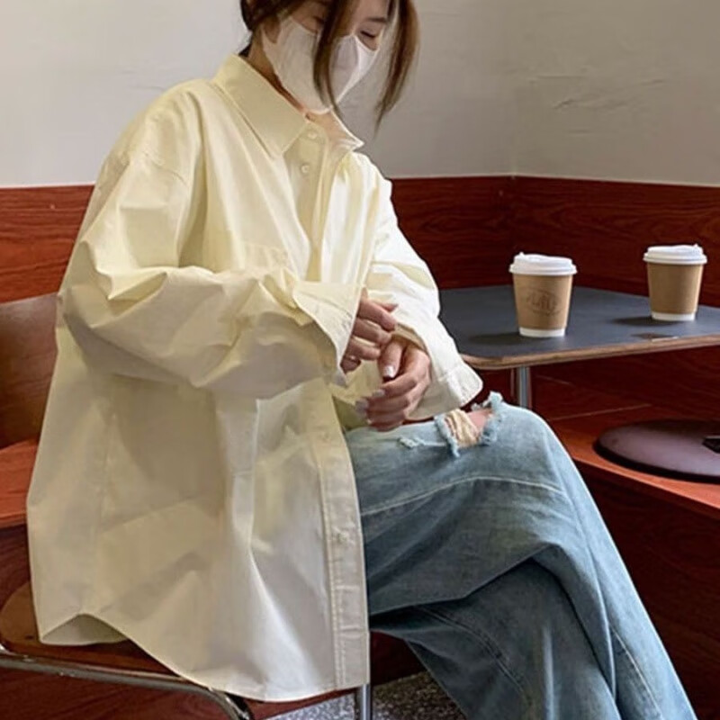 雷黛茜港风chic衬衫女外套开学2024新款秋季衬衣设计感小众法式别致上衣 奶杏色外套 XS(70斤以内)