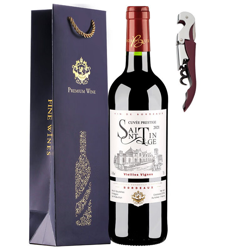 圣汀格（SAINT TINGE）【波尔多AOC级】法国原瓶进口红酒整箱14.5度干红葡萄酒自饮送礼 【金奖波尔多】单支装