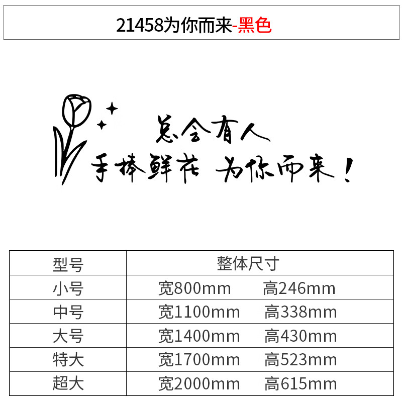 店装饰品布置网红墙面上软装修背景拍照区玻璃 21458为你而来-黑色 小