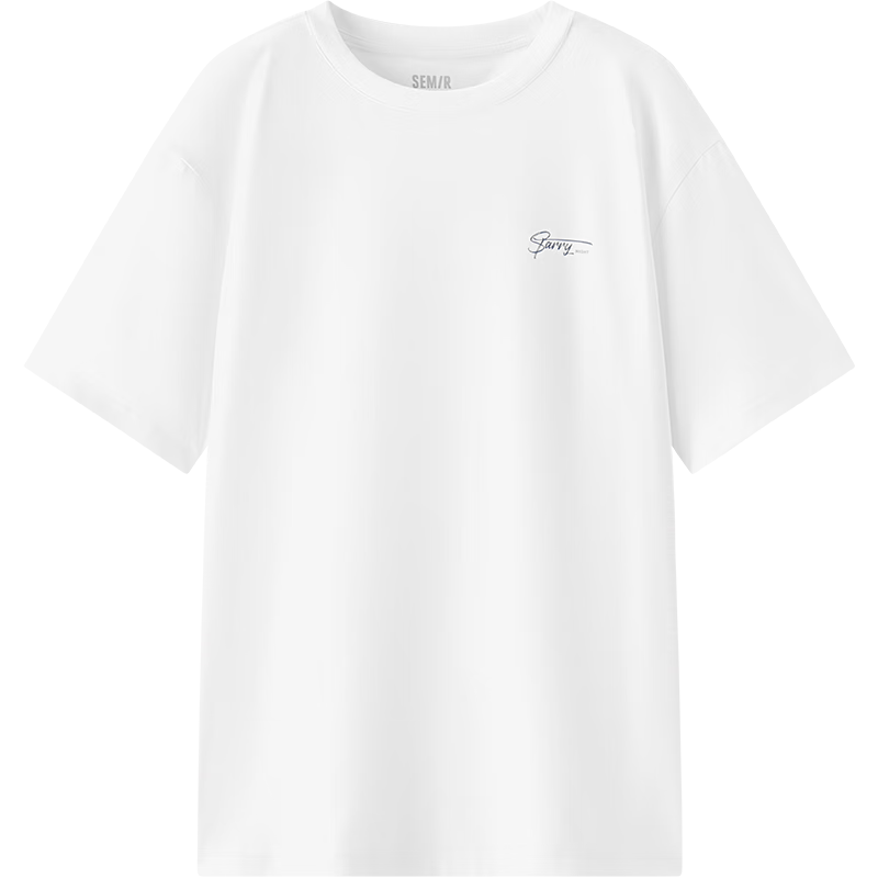 森马（Semir）[凉感抗菌吸湿速干遮热]短袖T恤男2025春夏季新款印花百搭男上衣 漂白10007 L