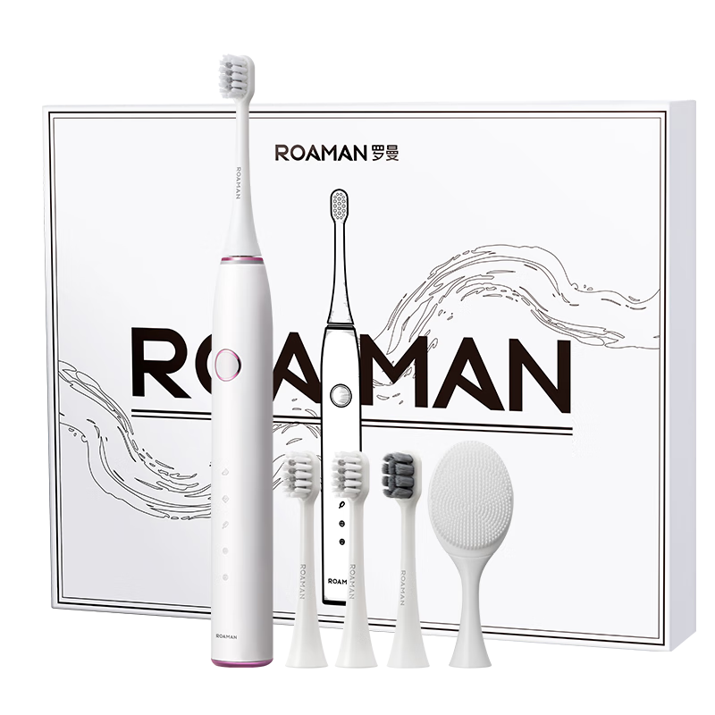 羅曼（ROAMAN）電動(dòng)牙刷成人男女朋友學(xué)生情侶聲波軟毛智能牙刷套裝生日節日T10X-B教師節禮物 T10X-B小果刷白桃【一年續航】