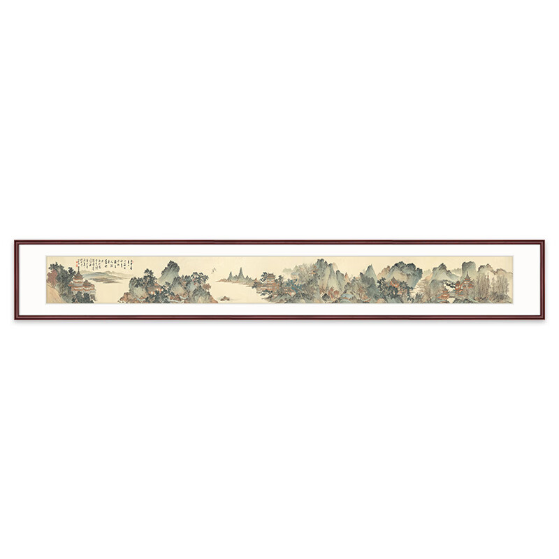 湖山春暖客厅装饰画风景巨幅横版国画新中式书房茶室沙发背景挂画 1