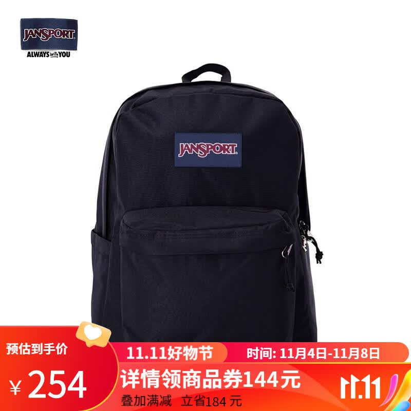 JANSPORT杰斯伯双肩包男旅行背书包女休闲学生校园情侣 4QUE008爵士黑-侧袋+隔层高性价比高么？