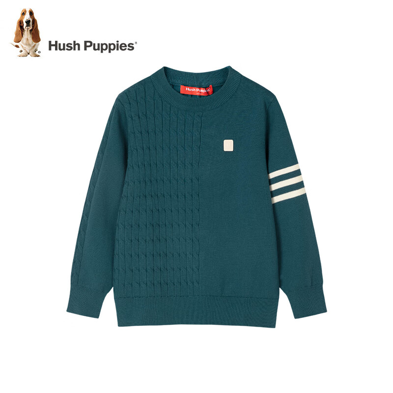 暇步士（Hush Puppies）童装儿童男女童毛衣春秋新款时尚休闲儿童线衣针织打底衫 奶油色 150