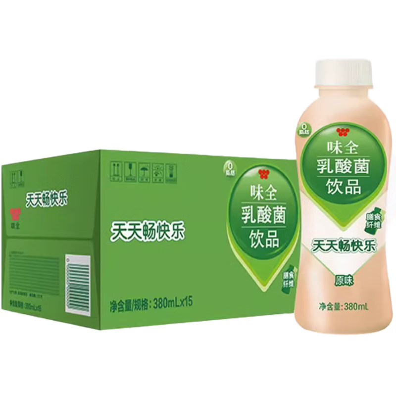 味全乳酸菌饮品原味380ml*15瓶整箱装早晚餐奶肪膳食纤维饮料 原味乳酸菌380m'lX15瓶