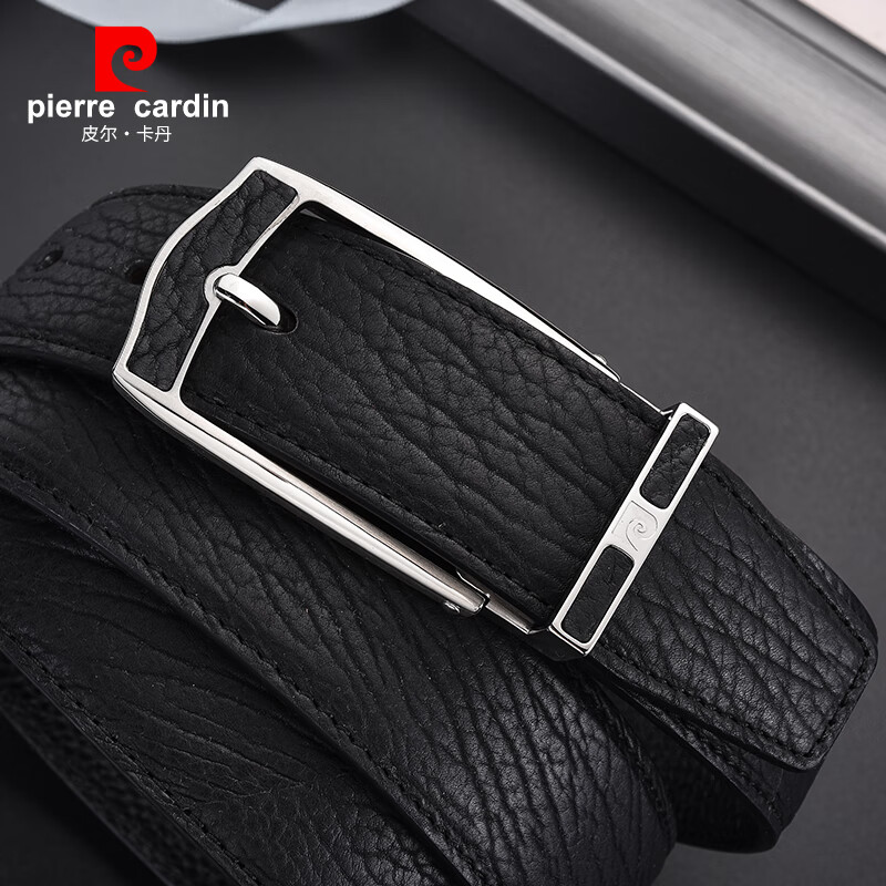 皮尔卡丹(pierre cardin)品牌男士皮带真皮海豹皮时尚针扣男腰带商务