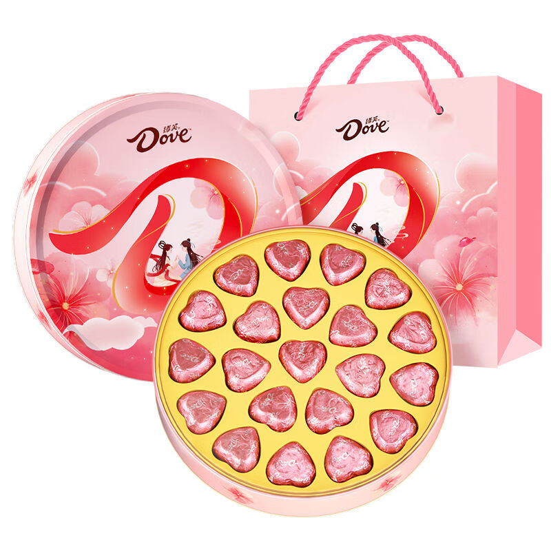 德芙(dove)心语圆盒21粒心形巧克力新年礼物女朋友糖果休闲零食礼盒 
