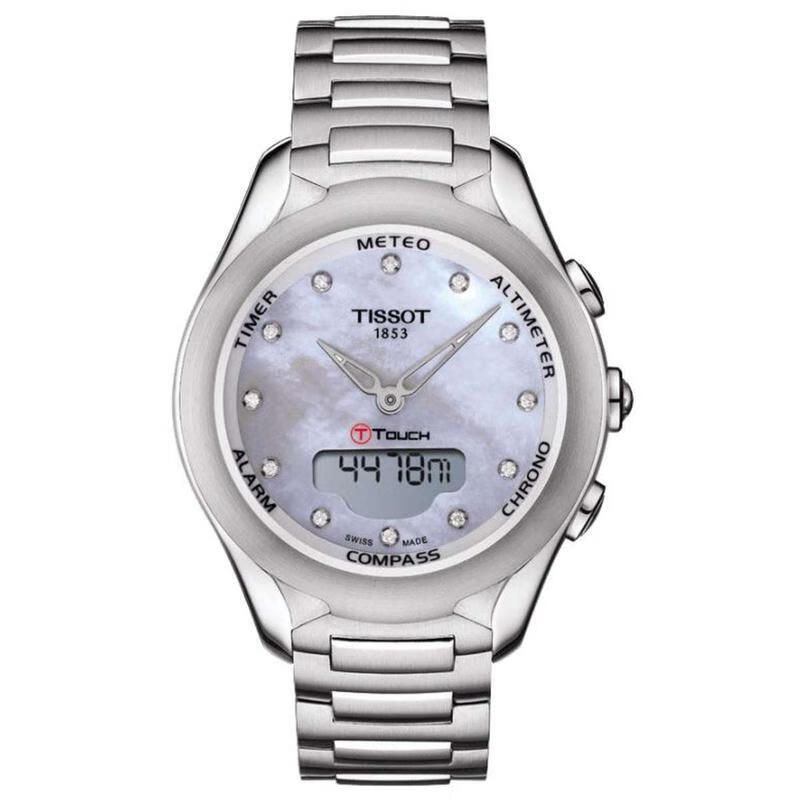 天梭(tissot)瑞士表女表 腾智系列 镶钻数显太阳能智能腕表 计时码表