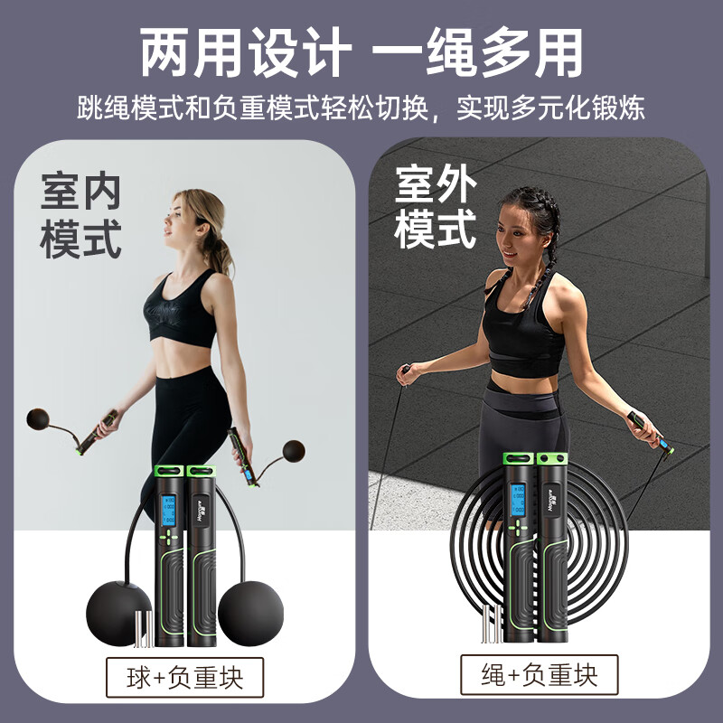 悍酷（Hoircure）跳绳成人计数中考考试学生儿童跳绳健身运动负重专用钢丝绳  两用负重/强力减肥/大球+长绳/灰