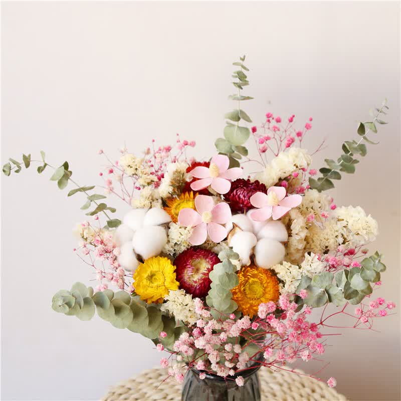 干花插花永生满天星勿忘我雏菊花束花卉云南干花基地直发居家花艺 粉