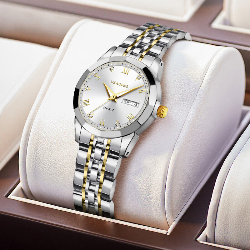 威顿(veadons)5024手表女士石英表商务时尚双日历夜光防水腕表 5024间