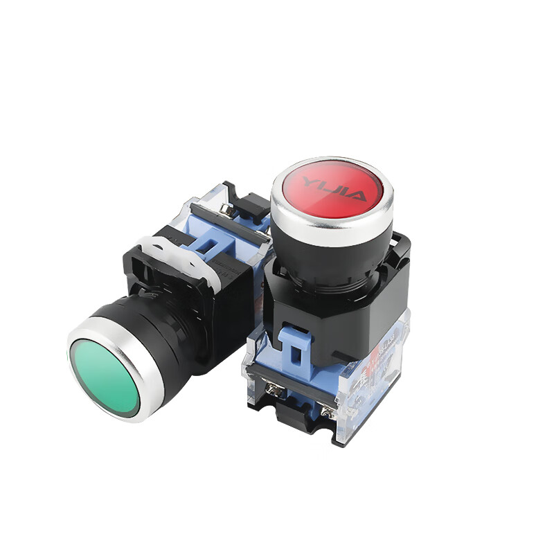 oloeyla38按钮开关自复位自锁平钮常开常闭11bns启动控制开孔22mm 一