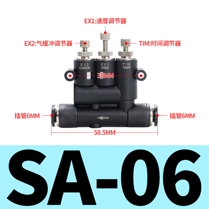 氣動氣缸外置可調(diào)氣緩沖接頭ANA帶速度調(diào)節(jié)時間緩沖器SA-06/0定制 SA06