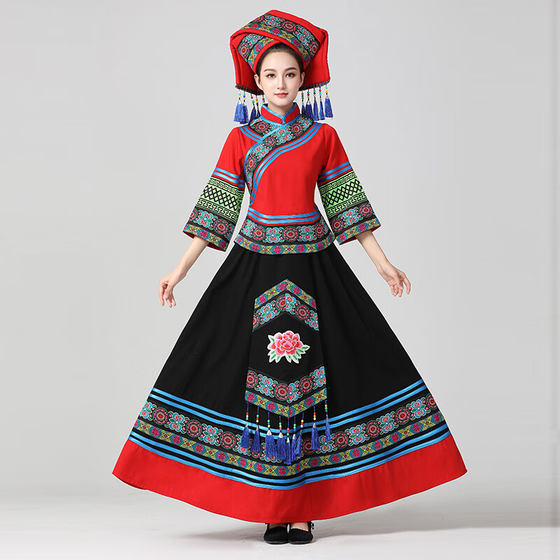 昭麓广西壮族三月三服装女成人壮服少数民族苗族舞蹈演出服饰瑶族彝族
