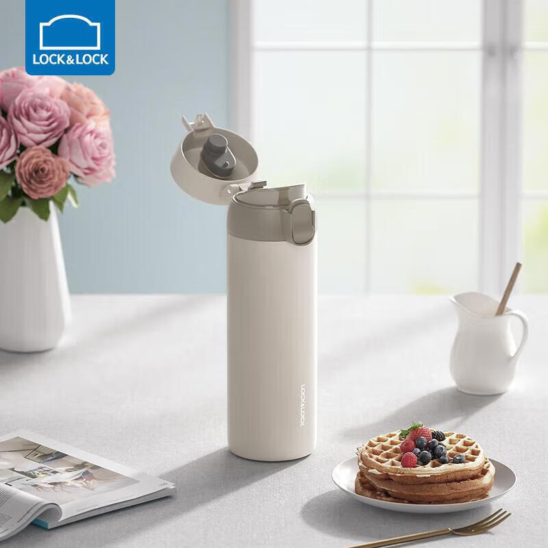 乐扣乐扣（LOCK&amp;LOCK）憧憬弹跳保温杯316不锈钢保温保冷男女学生随手水杯子450ML白色
