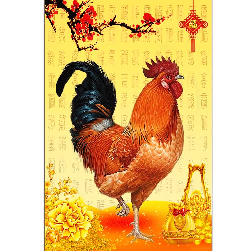 澳颜莱大公鸡墙壁挂画 大公鸡雄鸡挂画金鸡福旺宅书房茶室年画玄关