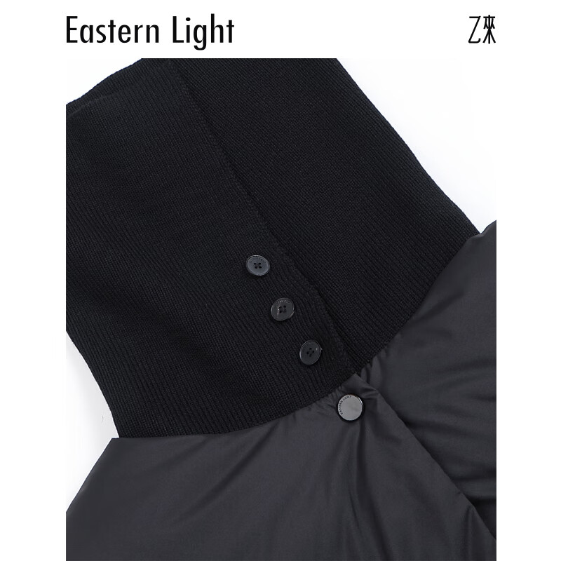 乙来（EASTERN LIGHT）【甄选90大朵白鸭绒】羽绒服女装冬季短款厚上衣外套新年战袍 优雅黑 L