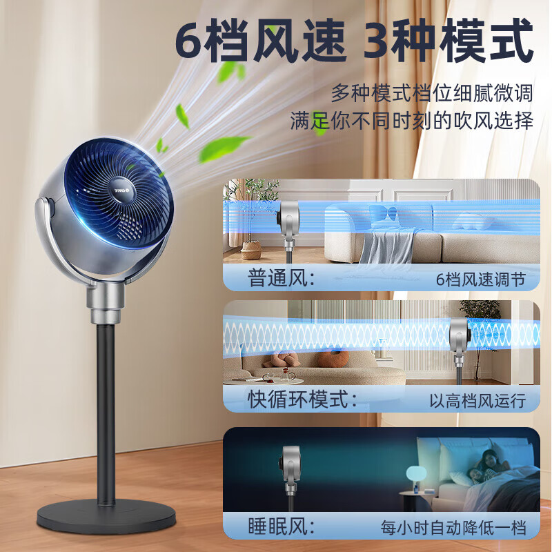 格力(GREE)空气循环扇家用卧室超静音电风扇智能遥控定时办公客厅排气扇空调伴侣台式落地扇 【滤网净化+13米送风】遥控款