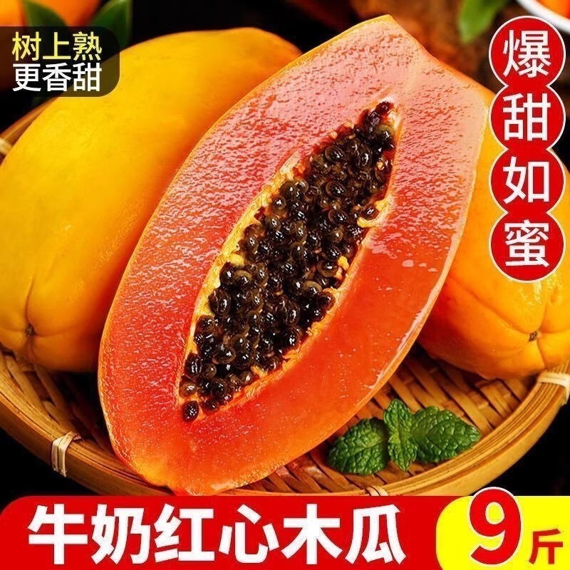 骑猴赶马新鲜广西红心木瓜现摘水果当季特产整箱大青冰糖小个红心牛奶木瓜 净重9斤【单果350克+】 团购/售后详询客服
