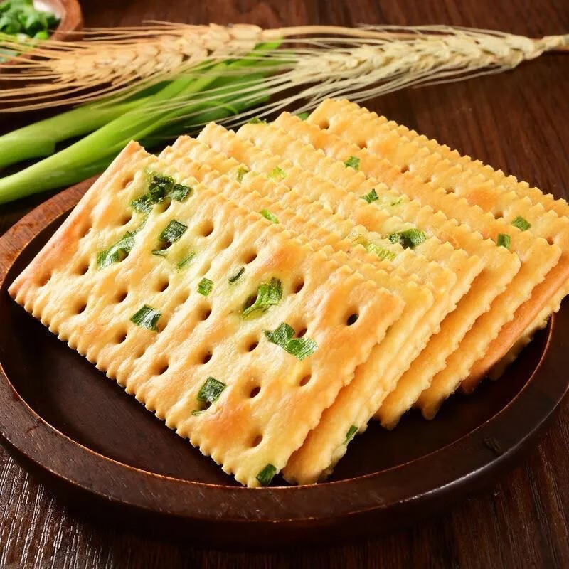 香葱苏打饼干无蔗糖早餐咸味葱花饼干办公室零食代餐点心批发 无蔗糖【香葱饼干】80包/批发