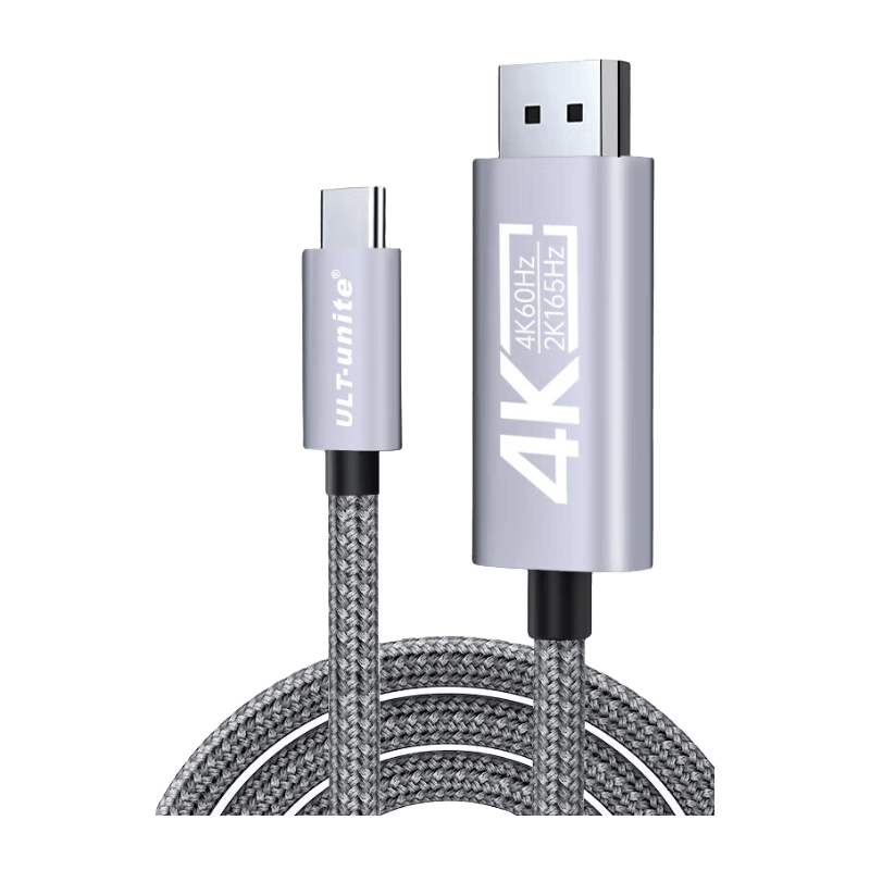 优籁特（ULT-unite）Type-C转DP1.2线4K高清雷电4转换头USB-C转接器240Hz手机投屏笔记本外接电脑显示器编织2米
