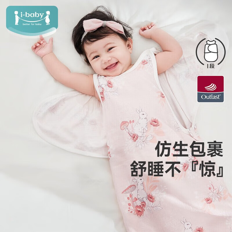 ibaby×outlast太空科技恒温防惊跳夹棉襁褓睡袋新生婴儿包被亲肤包单 【四季款】动物巡游(24-28℃ 59cm(0-3个月)