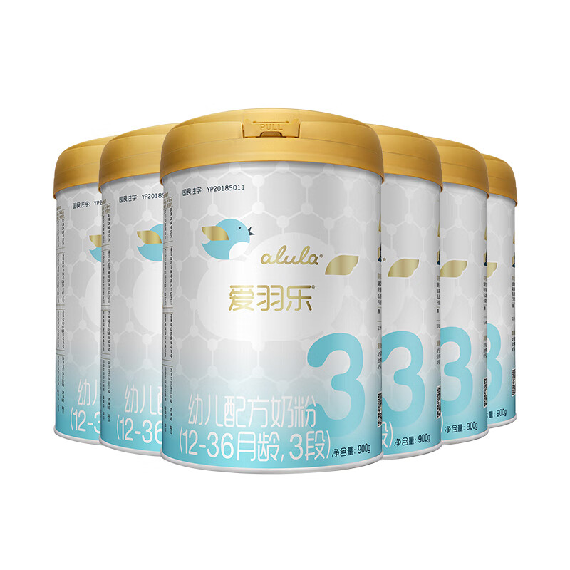 爱羽乐（alula）3段婴幼儿配方牛奶粉益生元12-36月900g/罐 3段 900g 6罐