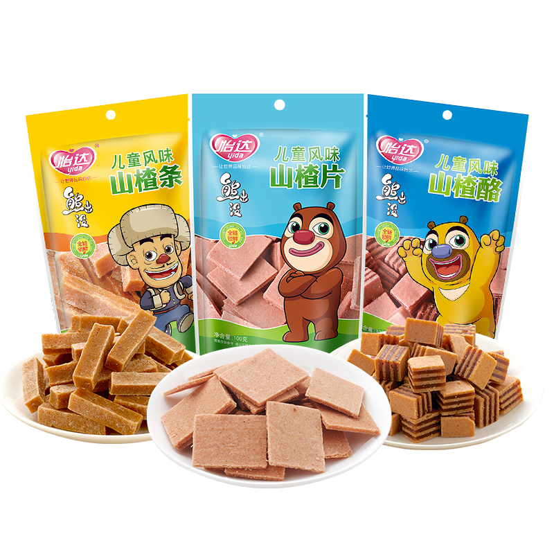 怡达熊出没儿童休闲山楂小零食 山楂酪*3袋 100g