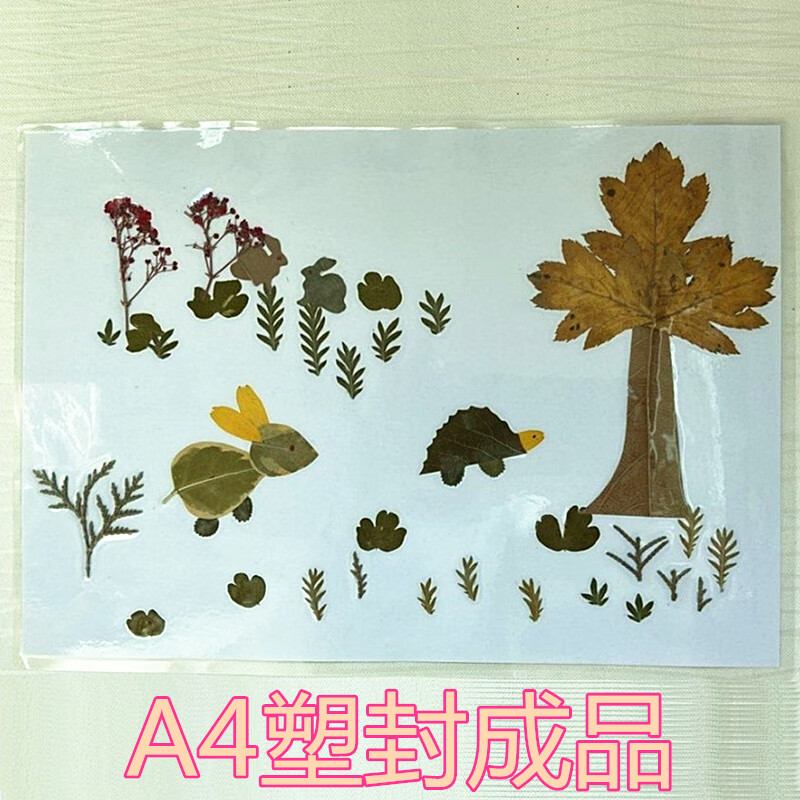 林村用树叶做手工画儿童真贴画成品幼儿园小学生课外手工材料包叶子画