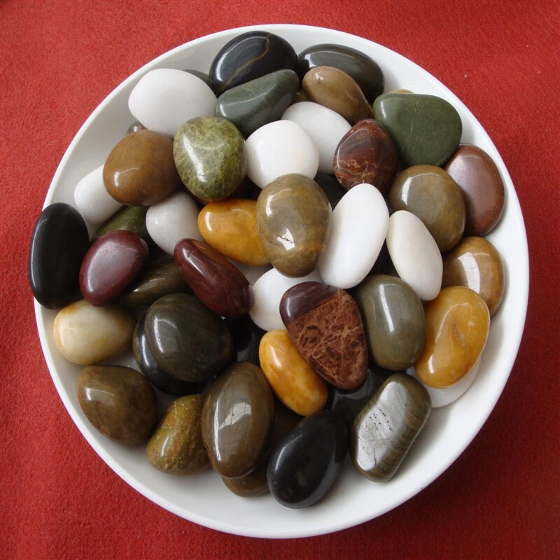 装饰花盆大号石头 鱼缸石 彩石 河沙石装饰 七彩35cm乒乓球大小5斤