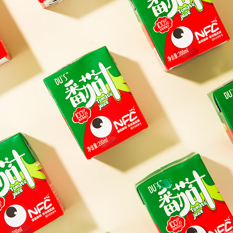 DU'S杜氏100%番茄汁纯果蔬汁NFC果汁无蔗糖无添加饮料 200ml*12盒/箱 单箱-尝鲜装