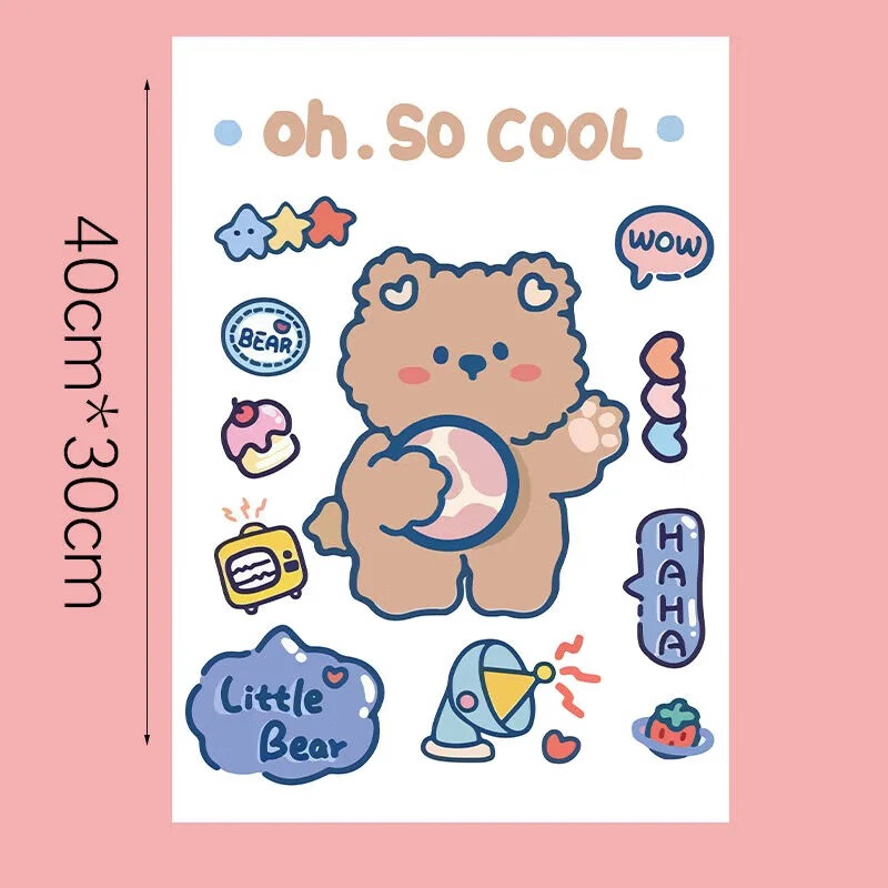 暖寻卡通可爱情侣小熊行李箱贴纸大张拉杆箱旅行箱墙壁冰箱装饰贴画