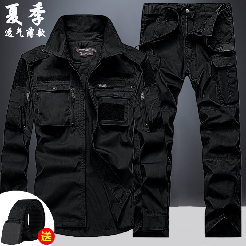 夏季教官特種兵訓作服套裝男女黑色特戰(zhàn)作服訓作戰(zhàn)訓練服男裝 黑色(上衣+褲子) XL(180斤左右)