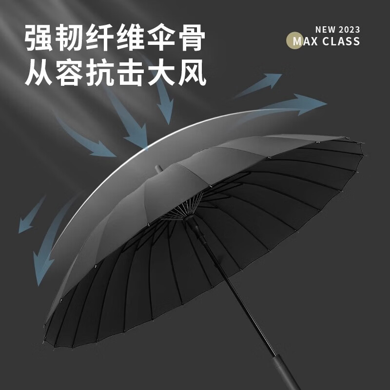 长柄雨伞男士大号自动暴雨专用伞加固结实抗风直杆 【纤维伞骨+一体式按键】24骨加大深灰色 一把