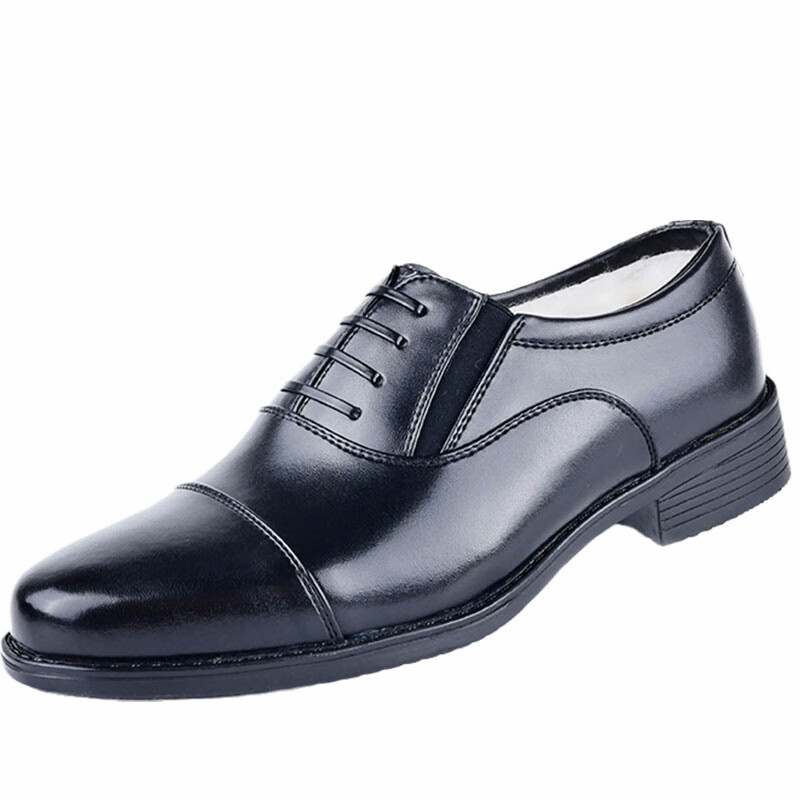 军迷用3515皮鞋男三接头真皮冬羊毛加绒保暖商务正装校尉常服尖头