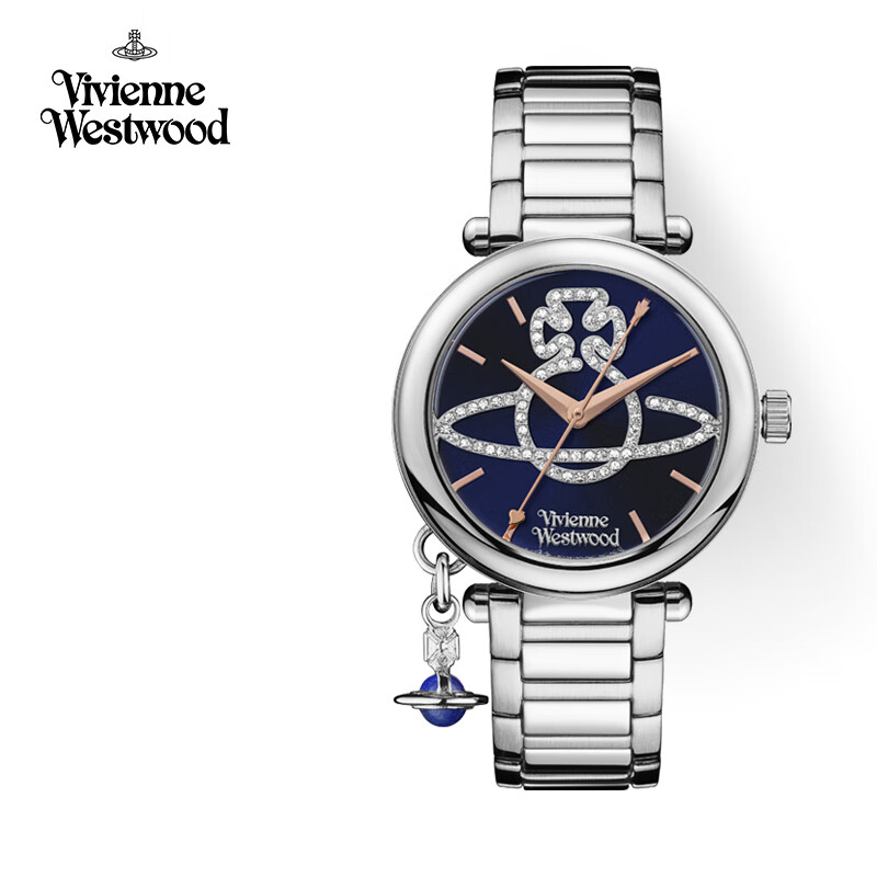 薇薇安·威斯特伍德（Vivienne Westwood）西太后女士手表女欧美石英腕表土星镶钻表生日七夕情人节礼物 蓝色土