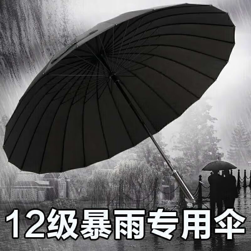 雨伞24骨雨伞大号超大大量批发直杆长柄雨伞晴雨两用防晒 24骨加大黑色