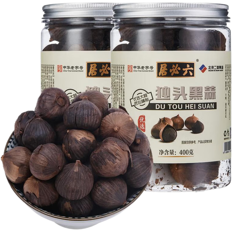 六必居獨(dú)頭黑蒜400g*2黑蒜頭云南獨(dú)頭蒜黑大蒜發(fā)酵蒜