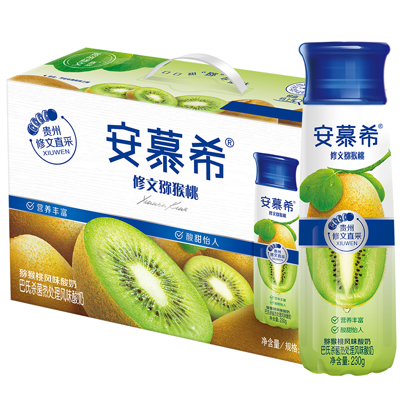 伊利安慕希修文猕猴桃奶昔风味酸奶230g*10瓶/箱 礼盒装
