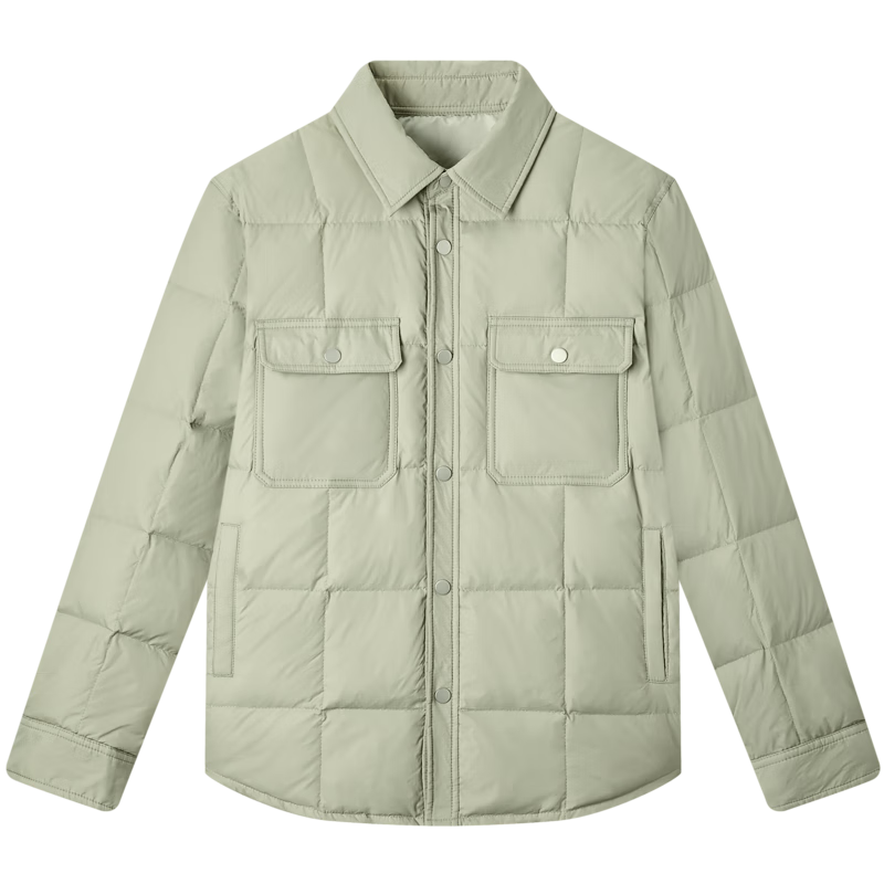 gxgjeans男装2024年冬季短款翻领纯色轻薄羽绒服 3色可选 豆绿色-1 170/M