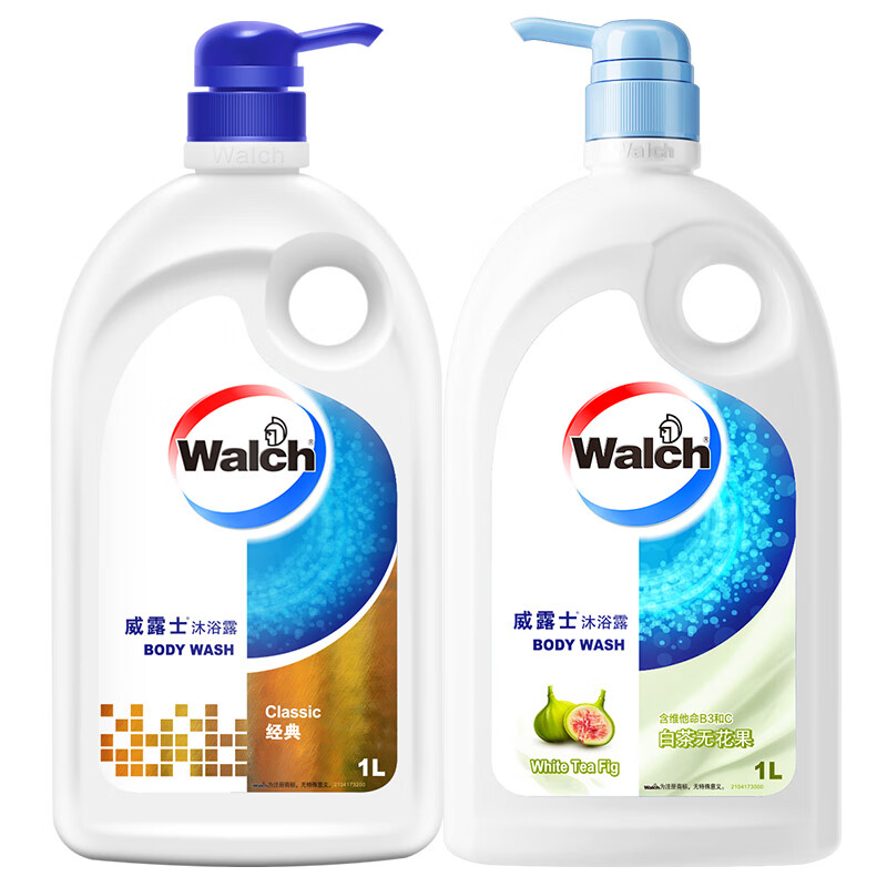 威露士（Walch）沐浴露1Lx2大瓶装家用沐浴液 保护你和你的家人 经典+白茶无花果